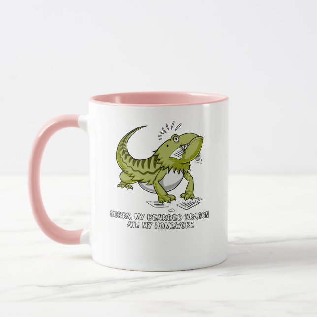 Bearded Dragon Ate My Homework Student Lizard Mug (Left)