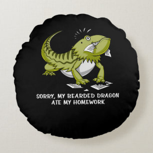 Bearded Dragon Ate My Homework Student Lizard Round Pillow