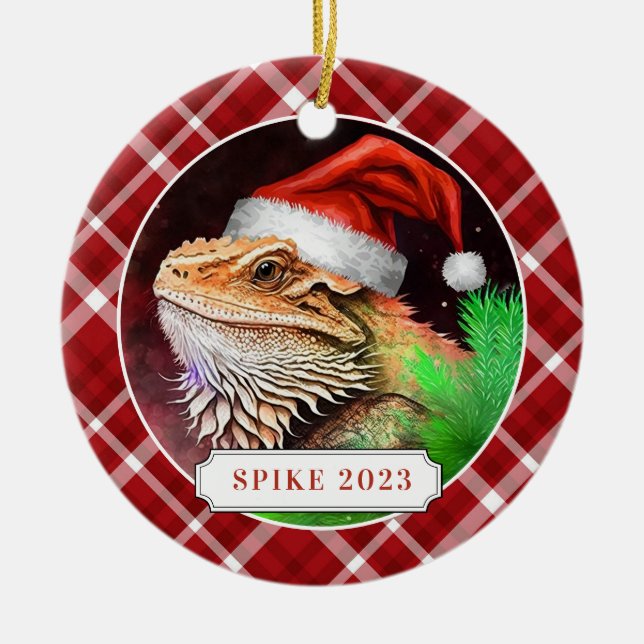 Bearded Dragon Ceramic Circle Ornament (Front)