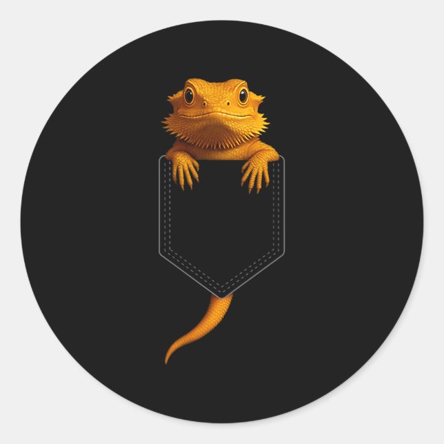 Bearded Dragon Cket Cute Exotic Lizard Reptile Pet Classic Round Sticker (Front)