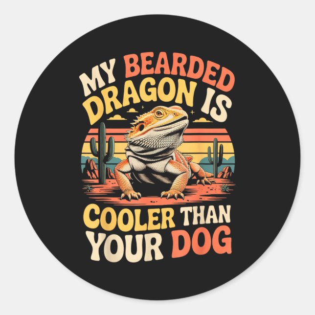 Bearded Dragon Cooler Reptile Animal Beardie Beard Classic Round Sticker (Front)
