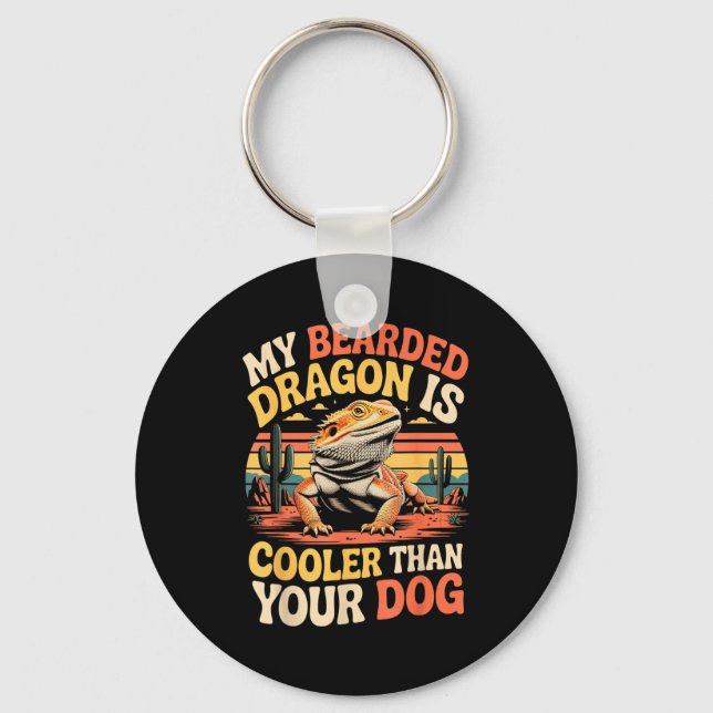Bearded Dragon Cooler Reptile Animal Beardie Beard Keychain (Front)