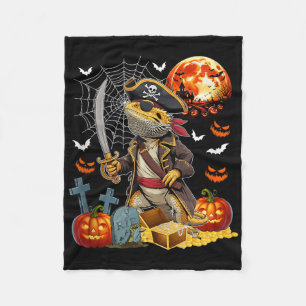 Bearded Dragon Cosplay Pirate Halloween Carved Pum Fleece Blanket
