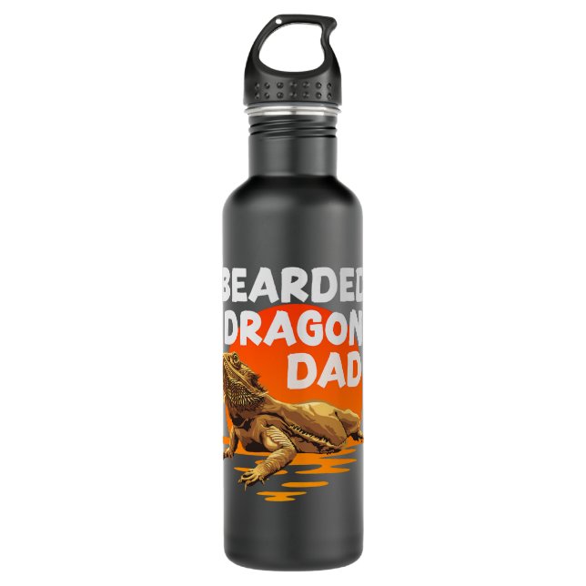 Bearded Dragon Dad Lizard Herpetologist Pogona  710 Ml Water Bottle (Front)
