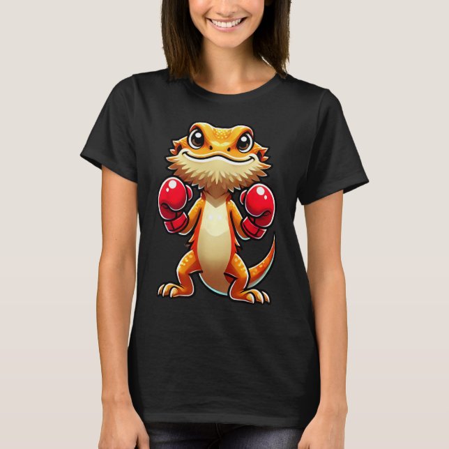 Bearded Dragon Dressed As A Boxer Funny Boxing 1  T-Shirt (Front)
