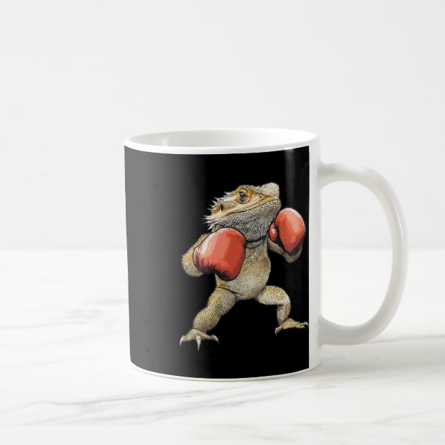 Bearded Dragon Dressed As A Boxer Funny Boxing 2  Coffee Mug (Right)