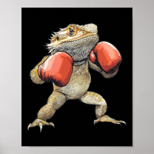 Bearded Dragon Dressed As A Boxer Funny Boxing 2  Poster (Front)