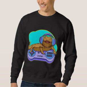 Bearded Dragon Gamer Computer Game Player Lizard Sweatshirt