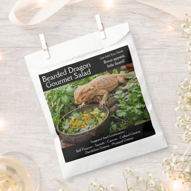 Bearded Dragon Garden Seed Packet Favour Bag (Clipped)