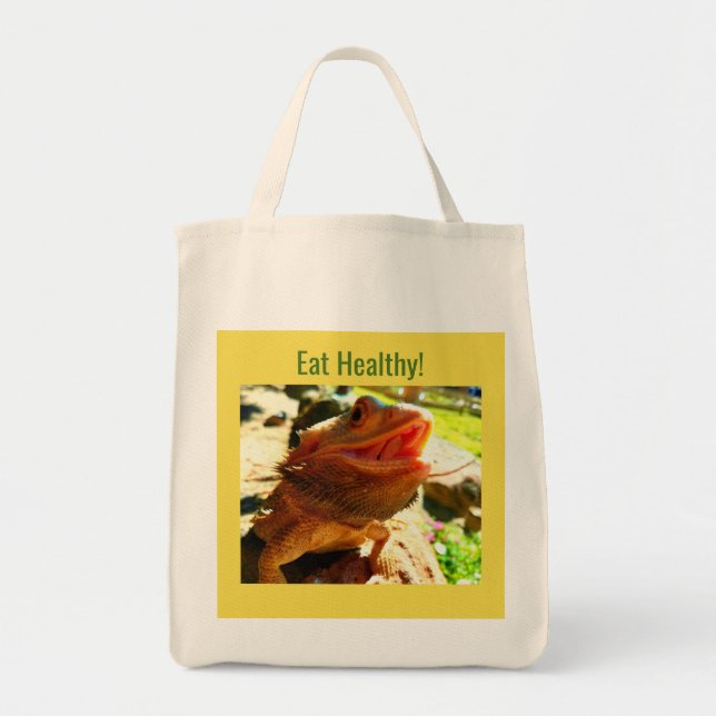 Bearded Dragon Grocery Tote Bag (Front)