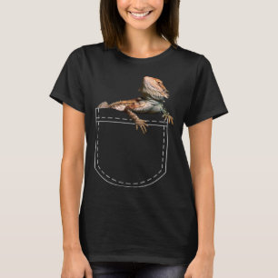 Bearded Dragon In Breast Pocket Reptile Agame Liz T-Shirt