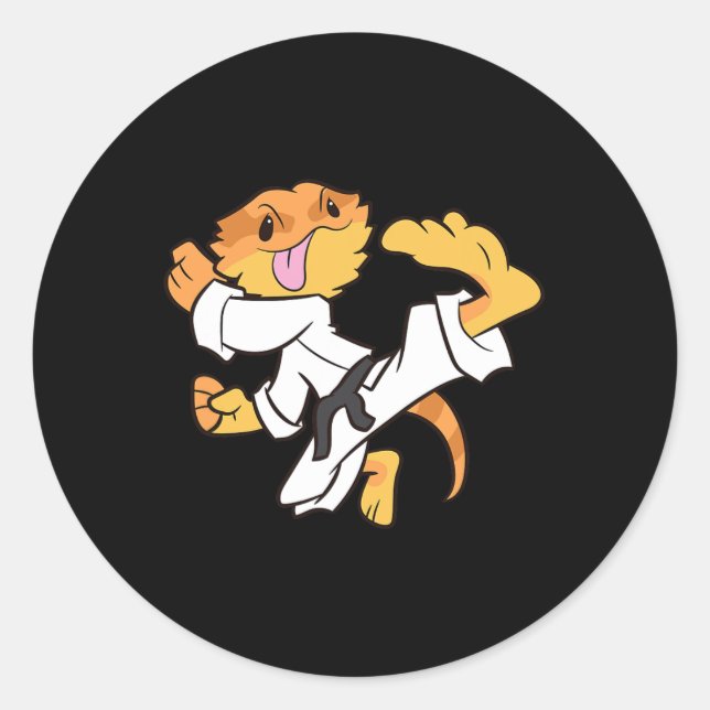 Bearded Dragon Karate Samurai Lizard Bearded Drago Classic Round Sticker (Front)