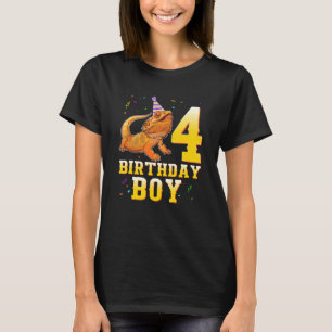 Bearded Dragon Lizard 4th Birthday 4 Year Old Boy T-Shirt
