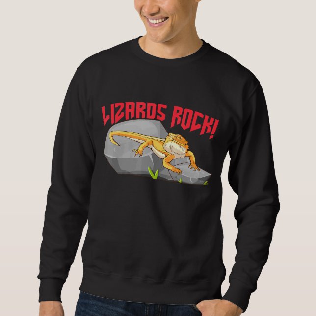 Bearded Dragon Lizards Rock Reptiles Sweatshirt (Front)