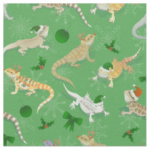 Bearded Dragon Morph Holiday Green Fabric