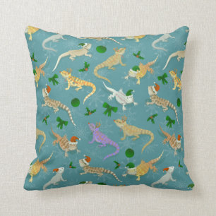 Bearded Dragon Morph Holiday Ice Throw Pillow