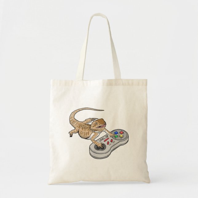 Bearded Dragon Playing Video Game Reptiles Pagona  Tote Bag (Front)