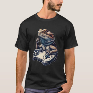 Bearded Dragon Playing Video Games Funny Gamer T-Shirt