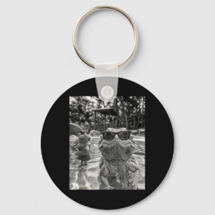 Bearded Dragon Pool Selfie Funny Summer Vibe Swim Keychain