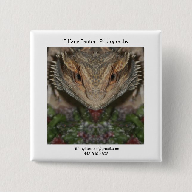 Bearded Dragon Promo 2 Inch Square Button (Front)