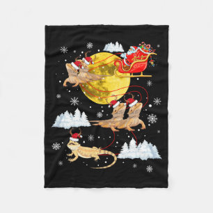 Bearded Dragon Reindeer Christmas Pajama Santa Xma Fleece Blanket
