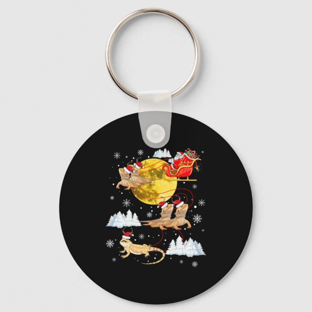 Bearded Dragon Reindeer Christmas Pajama Santa Xma Keychain (Front)