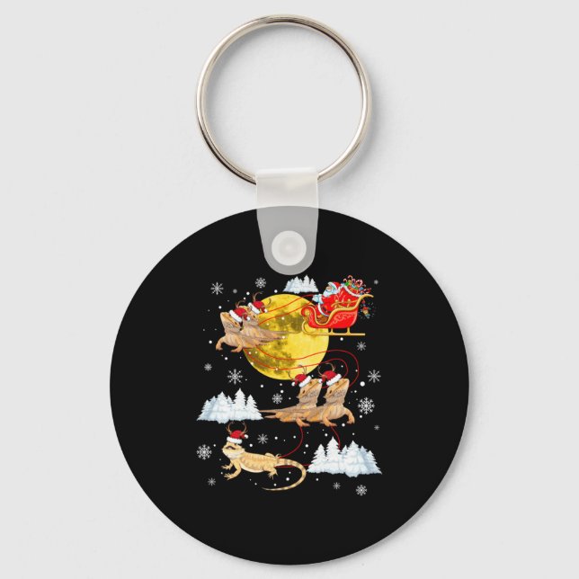 Bearded Dragon Reindeer Christmas Pajama Santa Xma Keychain (Front)