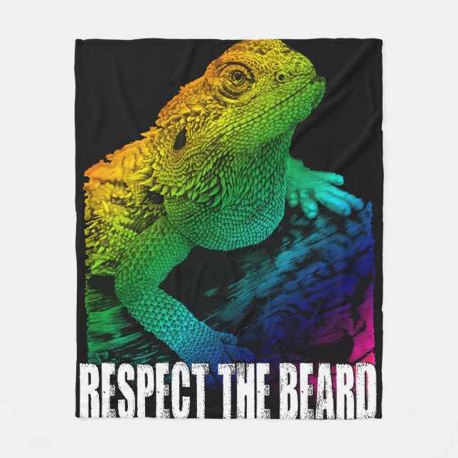 Bearded Dragon Respect The Beard Fleece Blanket (Front)