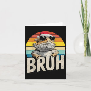 Bearded Dragon Santa Christmas Bruh Retro Lizard B Card