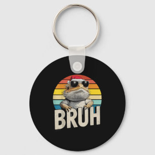 Bearded Dragon Santa Christmas Bruh Retro Lizard B Keychain