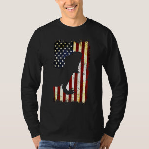 Bearded Dragon Silhouette American Flag 4th Of Jul T-Shirt