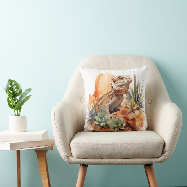 Bearded Dragon Throw Pillow (Chair)