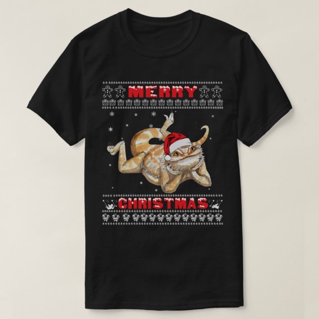 Bearded dragon ugly Christmas lizards lovers  T-Shirt (Design Front)