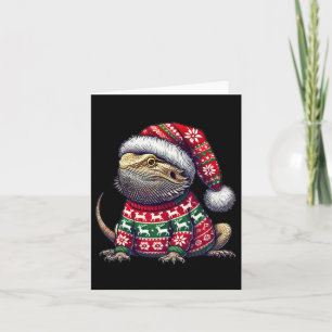Bearded Dragon Ugly Sweater Santa Hat Christmas  Card