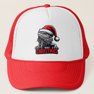 Bearded Dragon Xmas, Merry Christmas Santa Lizard Trucker Hat