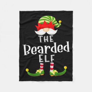 Bearded Elf Group Christmas Funny Pajama Party  Fleece Blanket