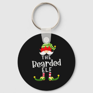 Bearded Elf Group Christmas Funny Pajama Party Keychain