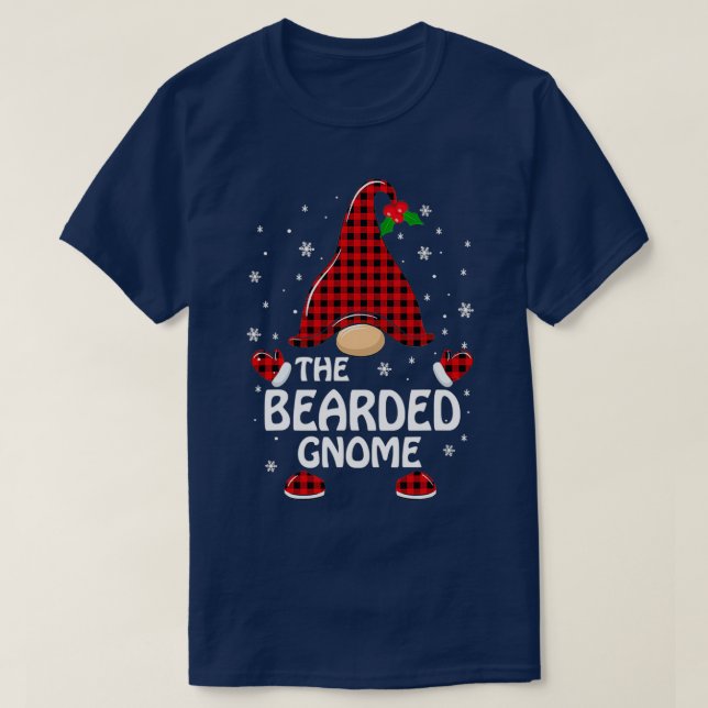 Bearded Gnome Buffalo Plaid Matching 56 T-Shirt (Design Front)