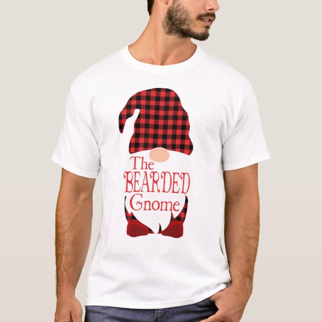 Bearded Gnome Buffalo Plaid T-Shirt (Front)
