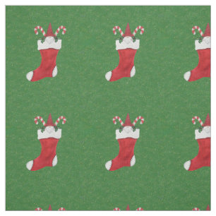 Bearded Gnome in Red Christmas Stocking Green Fabric