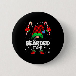 Bearded Gnome Red Buffalo Plaid Matching Family Ch 2 Inch Round Button
