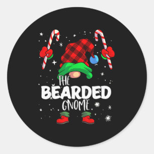 Bearded Gnome Red Buffalo Plaid Matching Family Ch Classic Round Sticker