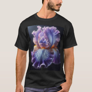 Bearded Iris Floral Purple and Blue T-Shirt