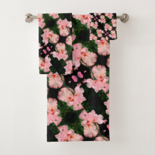 Bearded Iris Flower In Peach Abstract Pattern    Bath Towel Set