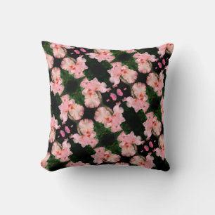 Bearded Iris Flower In Peach Abstract Pattern  Throw Pillow