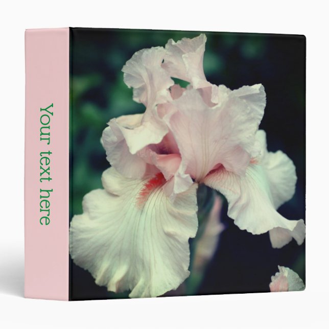 Bearded Iris Flower In Peach Personalized Binder (Front/Spine)