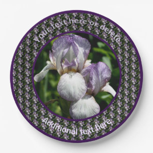 Bearded Iris Flowers Personalized Party Paper Plate