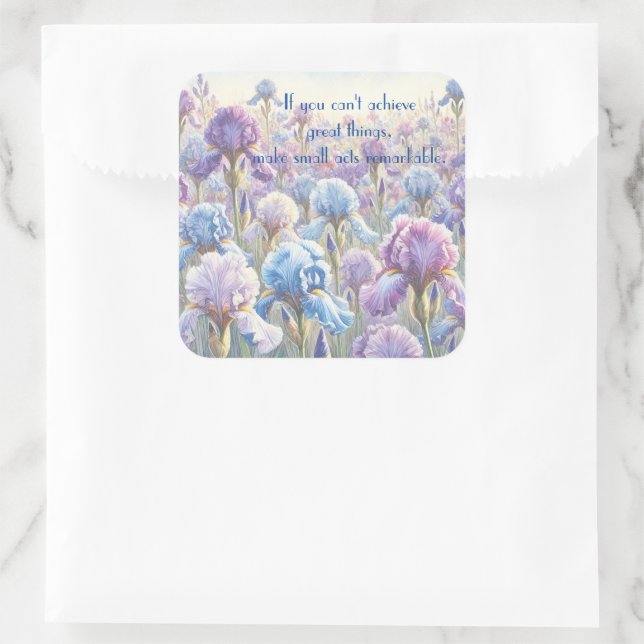 Bearded Iris & Quote	 Square Sticker (Bag)