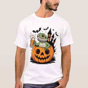 Bearded Lizard in Pumpkin with Beer T-Shirt