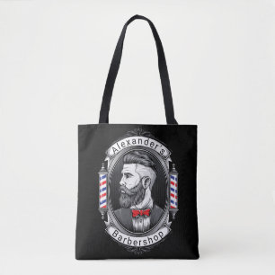 Bearded Man Barbershop Personalize Tote Bag
